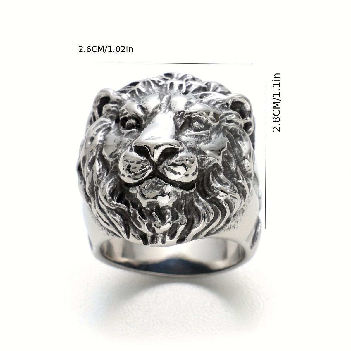 Stainless Steel Lion Head Eagle Ring Retro Jewelry